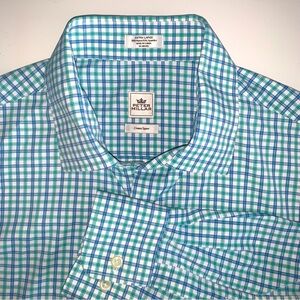 Peter Millar Shirt Mens XL Blue Green Plaid Check Button Down Crown Sport Summer